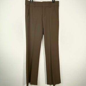 Vince Brown Flat Front Trouser Work Career Pant Slacks Wide Leg